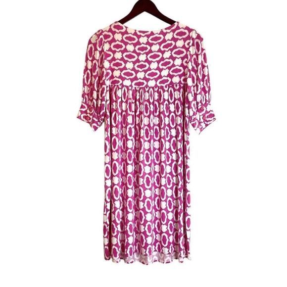 Milly Pink & White Jersey Dress Geometric Print Sz Medium Short Sleeves Preppy - Picture 4 of 7